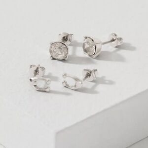 Coach Silver Stud Earrings Set